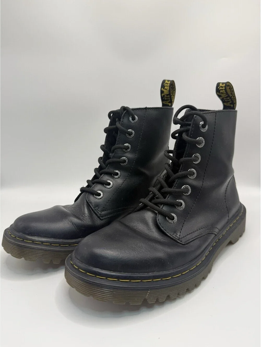 Dr Doc Martens Luana Air Wair Black Leather Combat Boots US Women’s Size 8